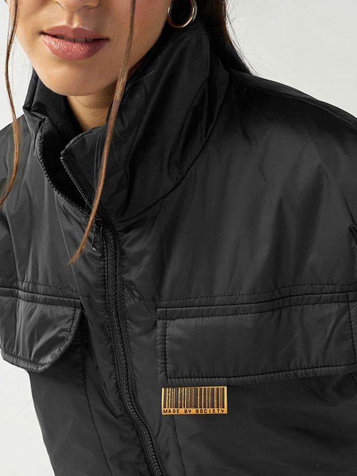 Bewakoof Women Black Oversized Gilet Jacket