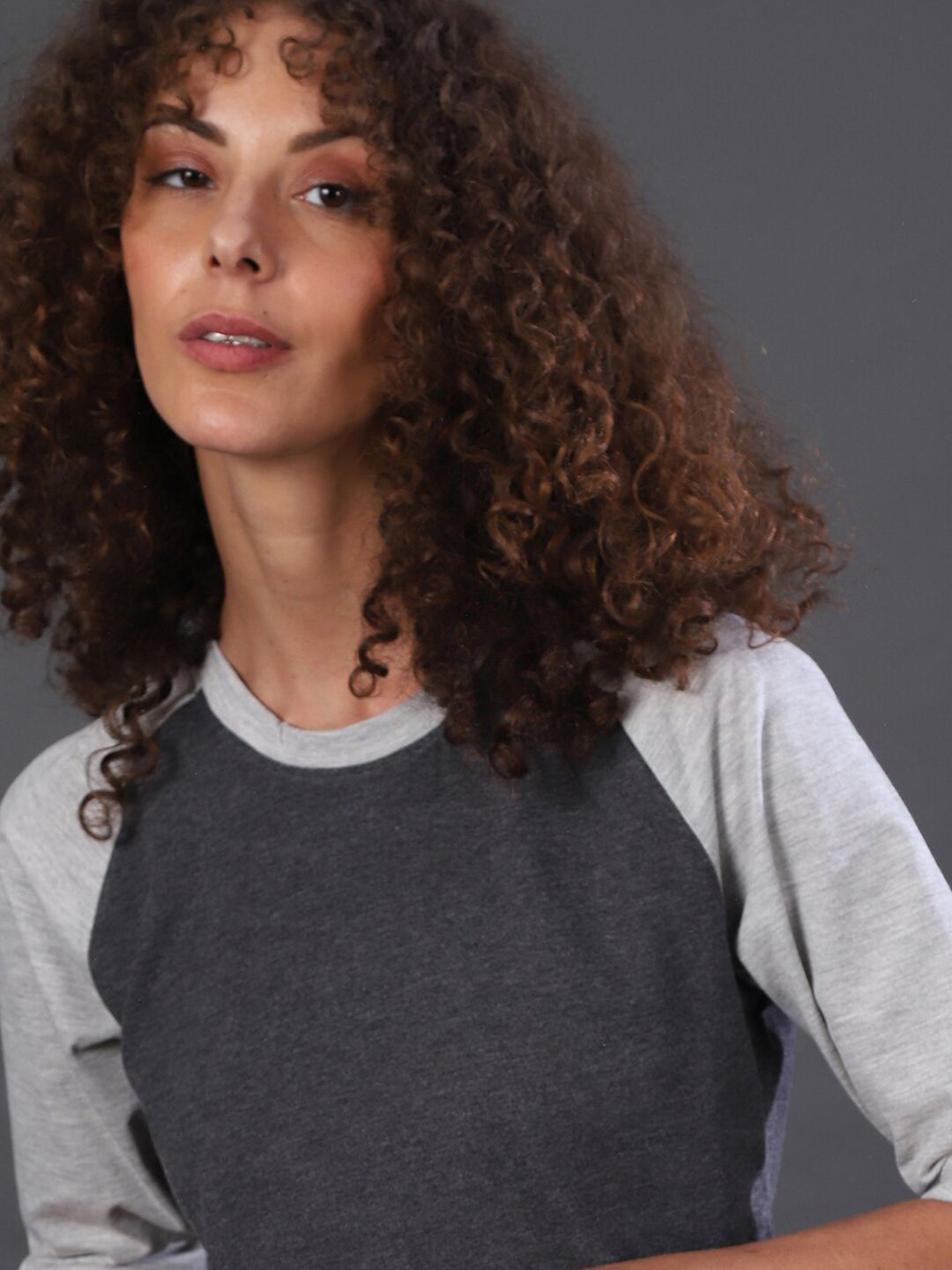 Campus Sutra Charcoal Grey Regular Top