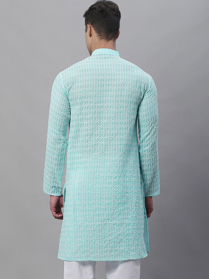 SOJANYA Embroidery Mandarin Collar Thread Work Pure Cotton Kurta