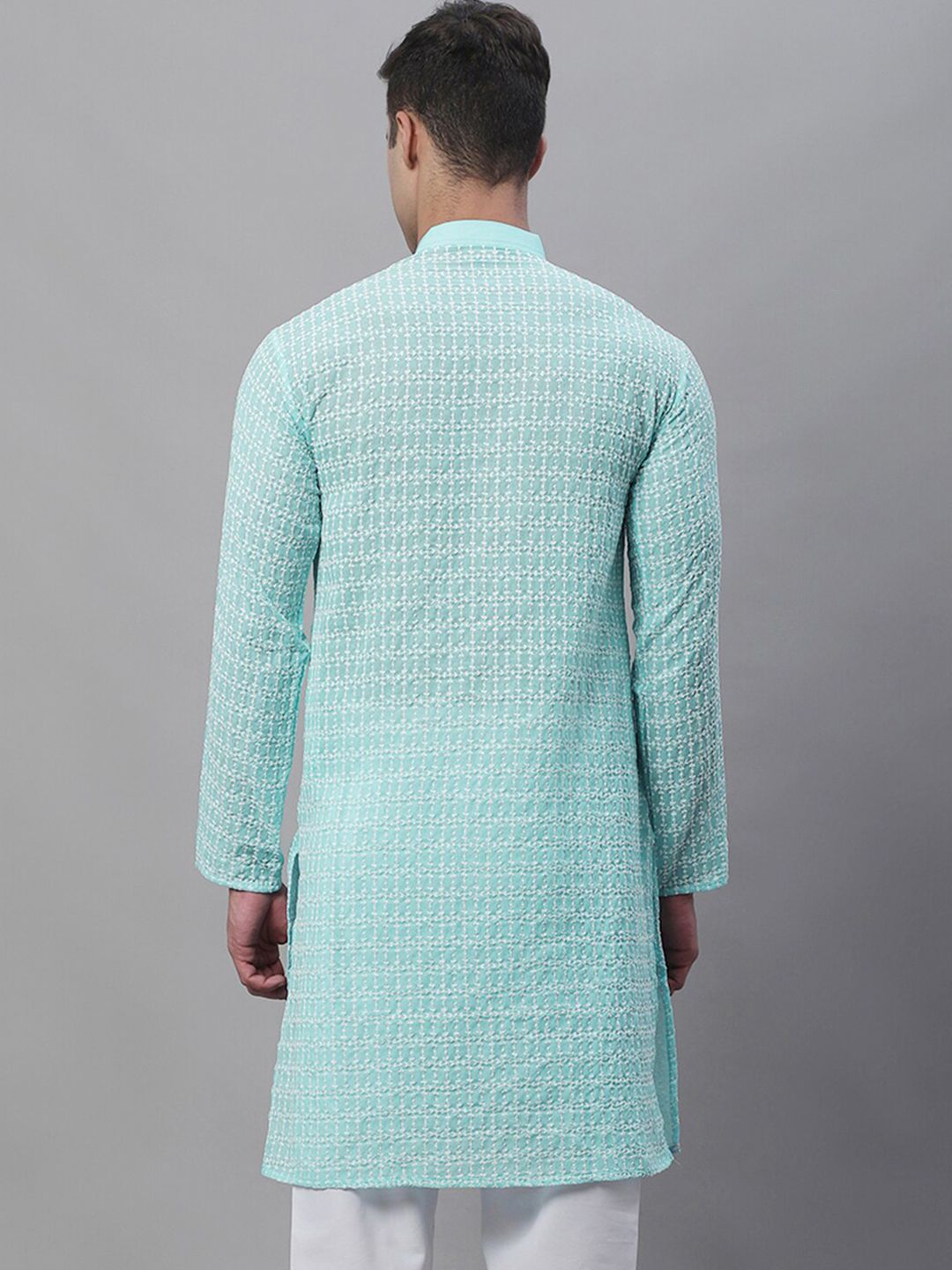 SOJANYA Embroidery Mandarin Collar Thread Work Pure Cotton Kurta