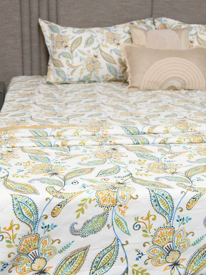 URBAN SPACE Blue & Yellow Floral Printed AC Room 150 GSM Microfibre Single Bed Dohar