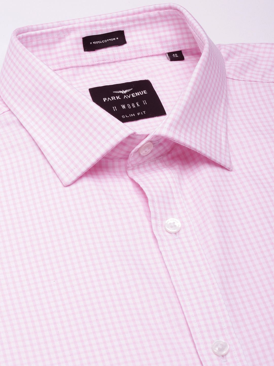 Park Avenue Slim Fit Grid Tattersall Checked Pure Cotton Formal Shirt