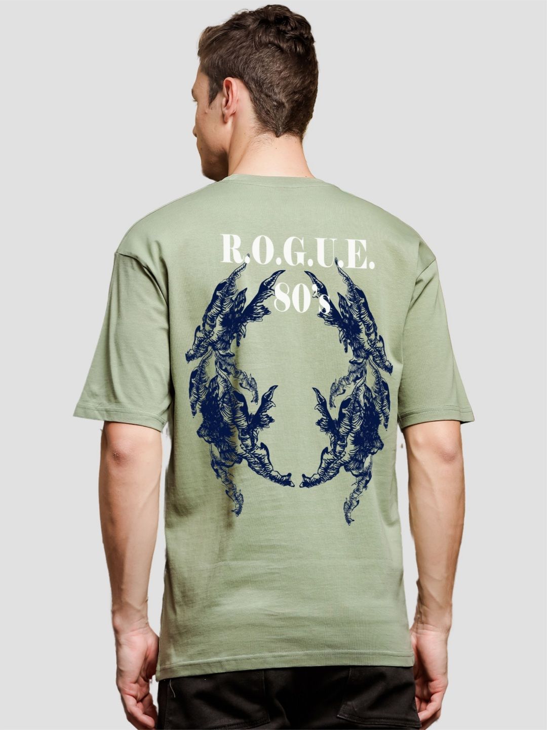 ADRO Lelaki Grafik Bercetak T-Shirt Bersaiz Besar Kapas Leher Bulat