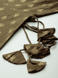 Anouk Tie-Up Tassels Detail Foil Print A-Line Midi Ethnic Dress