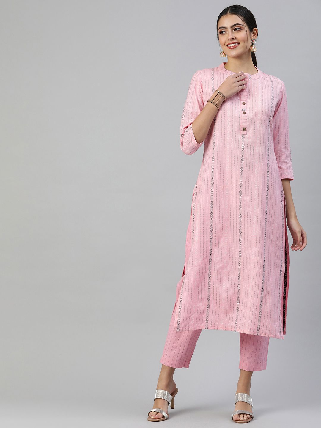 KALINI Women Pure Cotton Kurta With Trousers