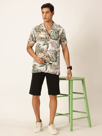Thomas Scott Spread Collar Short Sleeves Premium Slim Fit Floral Printed Casual Shirt