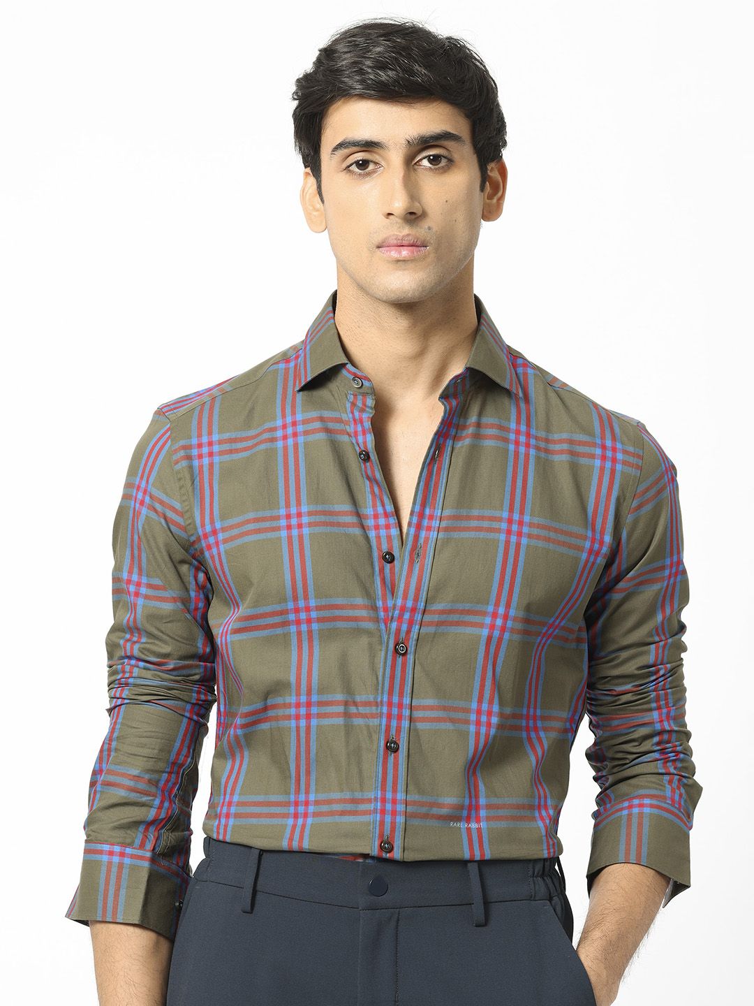 RARE RABBIT Pure Cotton Celluls Slim Fit Tartan Check Shirt