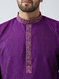 SOJANYA Men Purple Embellished Straight Kurta
