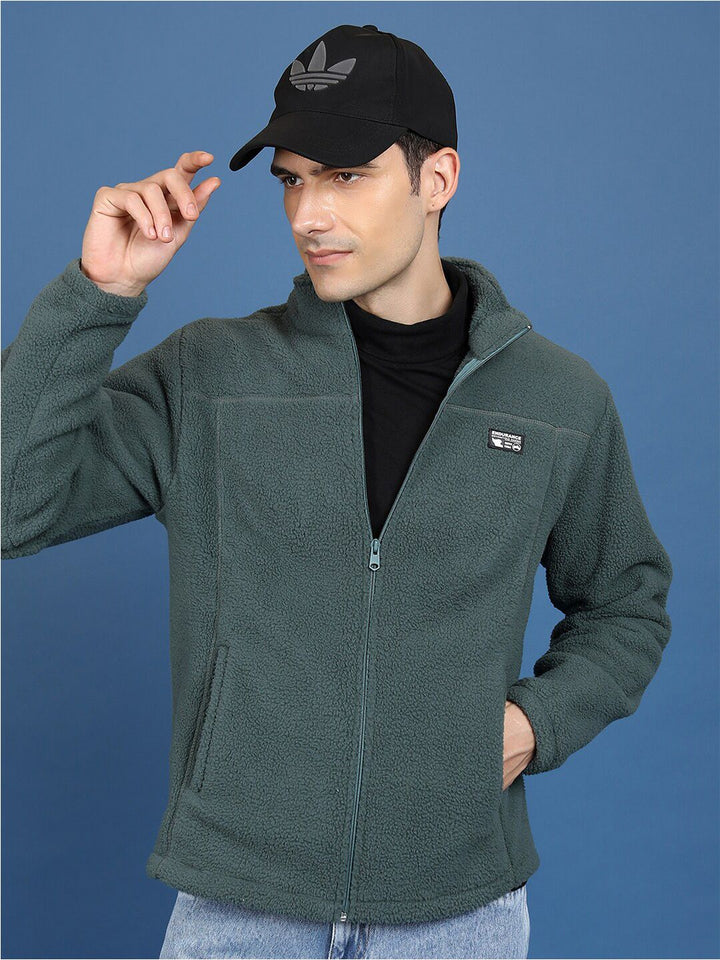 Highlander Mock Collar Front-Open Sweatshirt