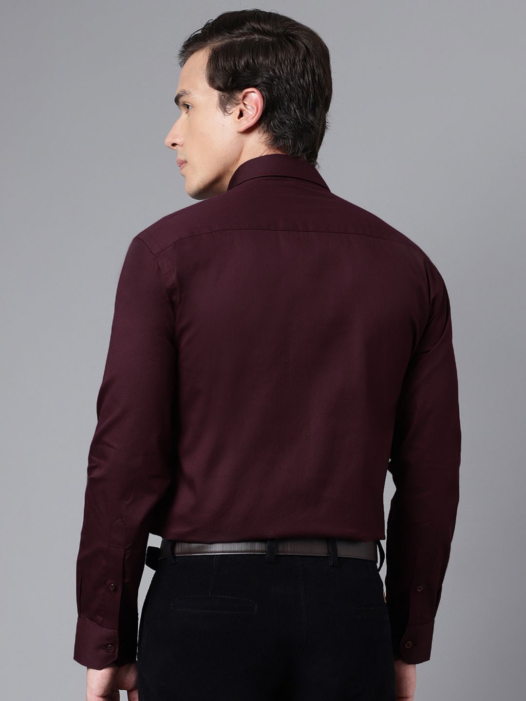 Hancock Men Burgundy Slim Fit Formal Shirt