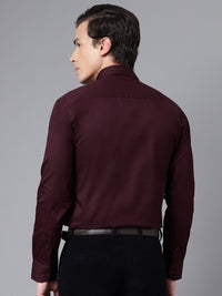 Hancock Men Burgundy Slim Fit Formal Shirt