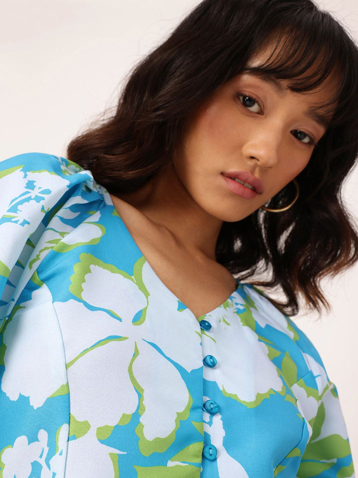 DressBerry Printed V-Neck Raglan Sleeves Top