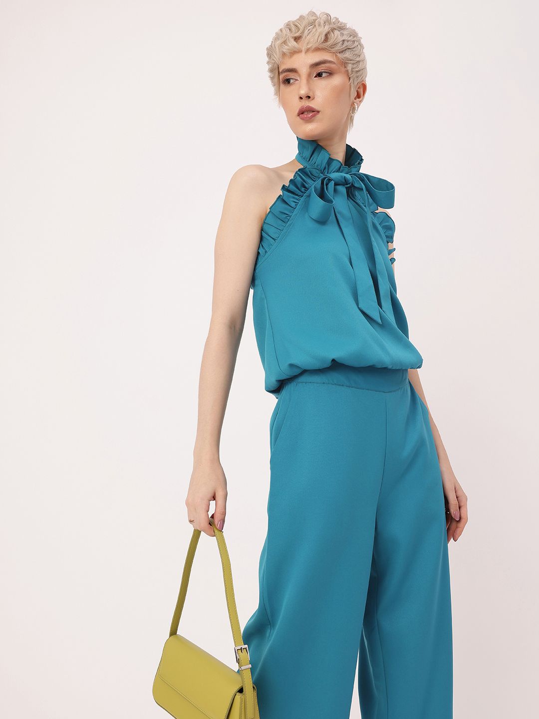 DressBerry Endearing Beauty Halter Neck Ruffle Top & Trousers Co-Ords