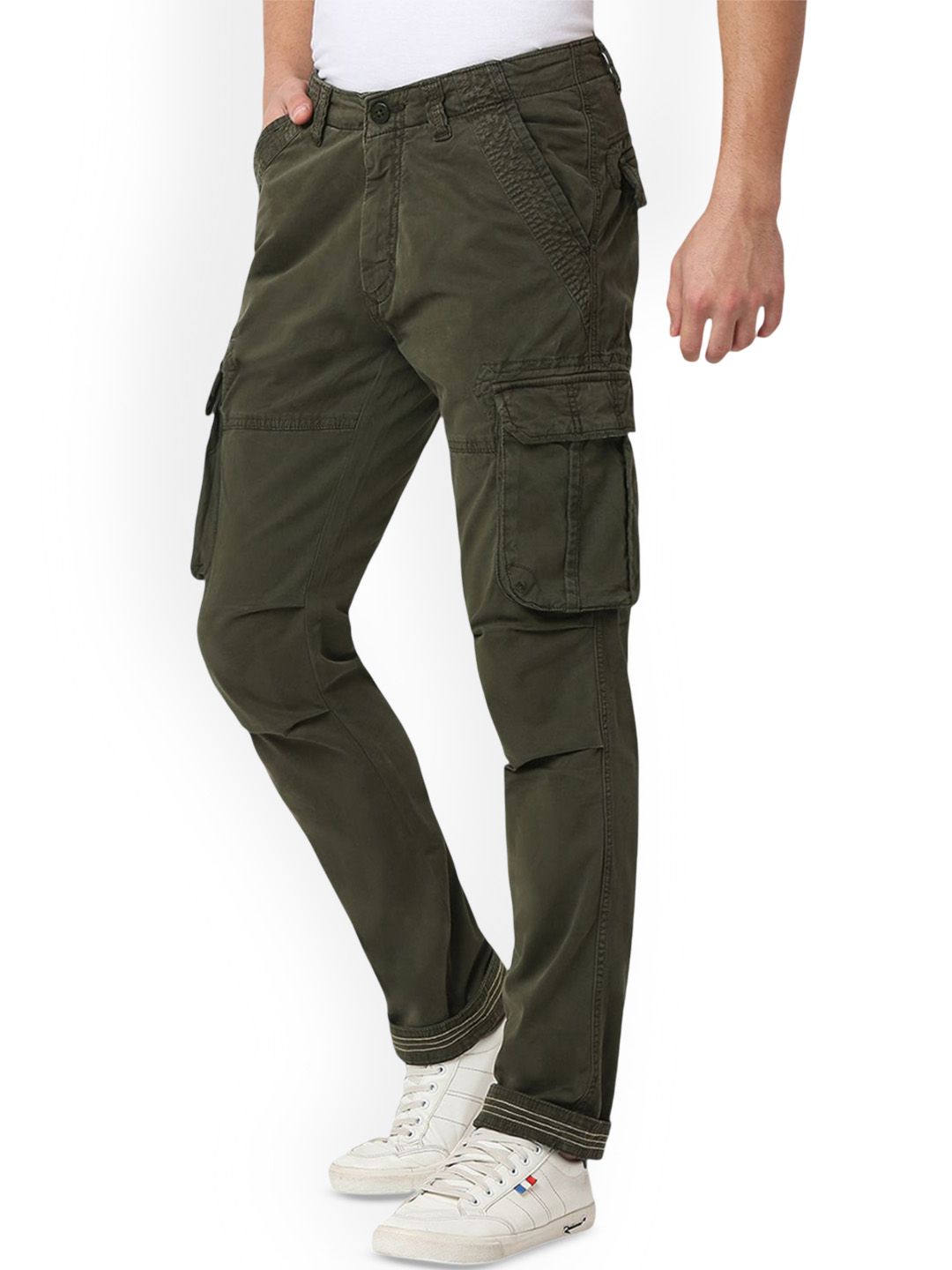 SPYKAR Cotton Mid Rise Cargo Trousers
