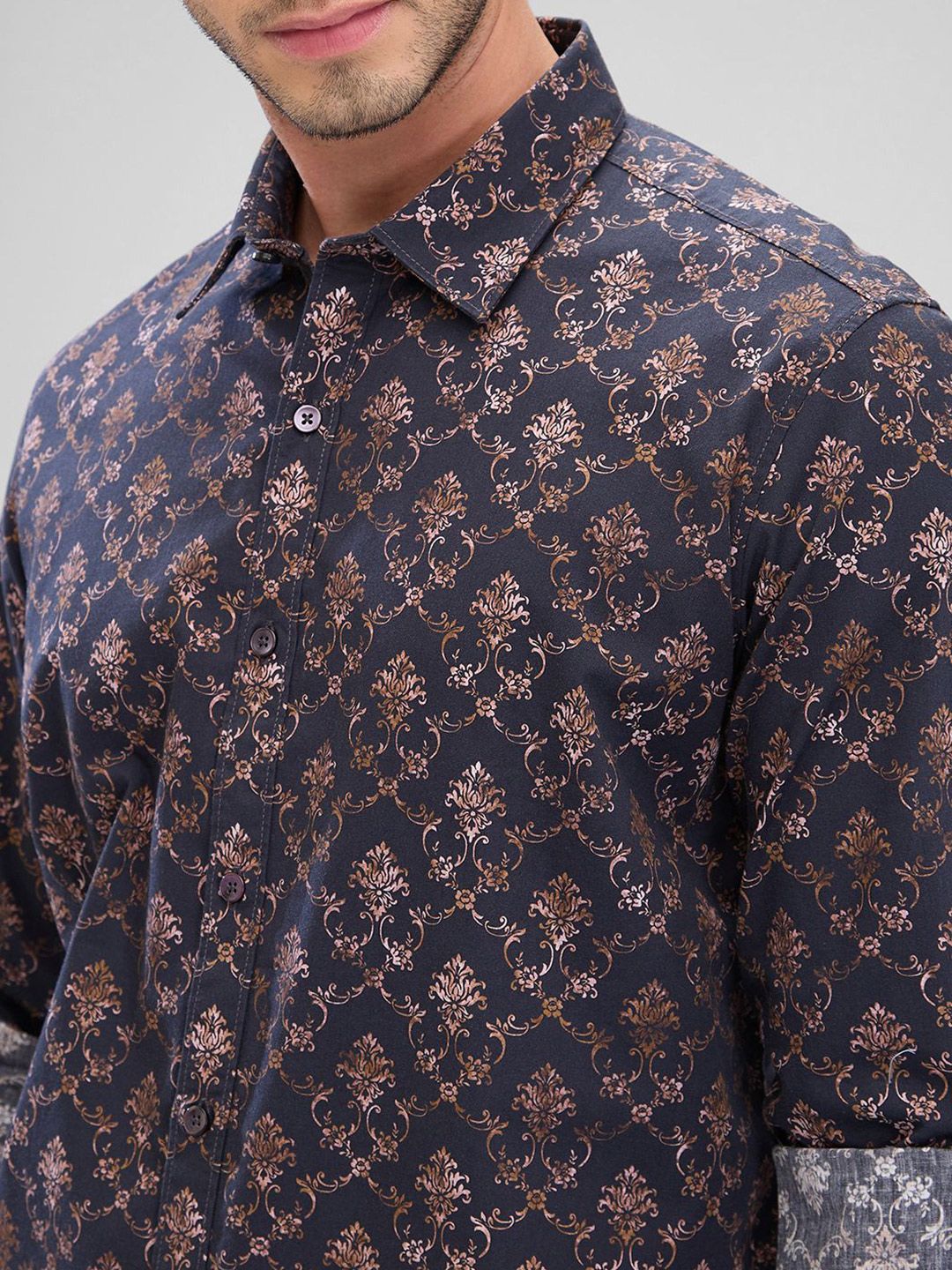 SPYKAR Men Ethnic Printed Spread Collar Slim Fit Casual Shirt