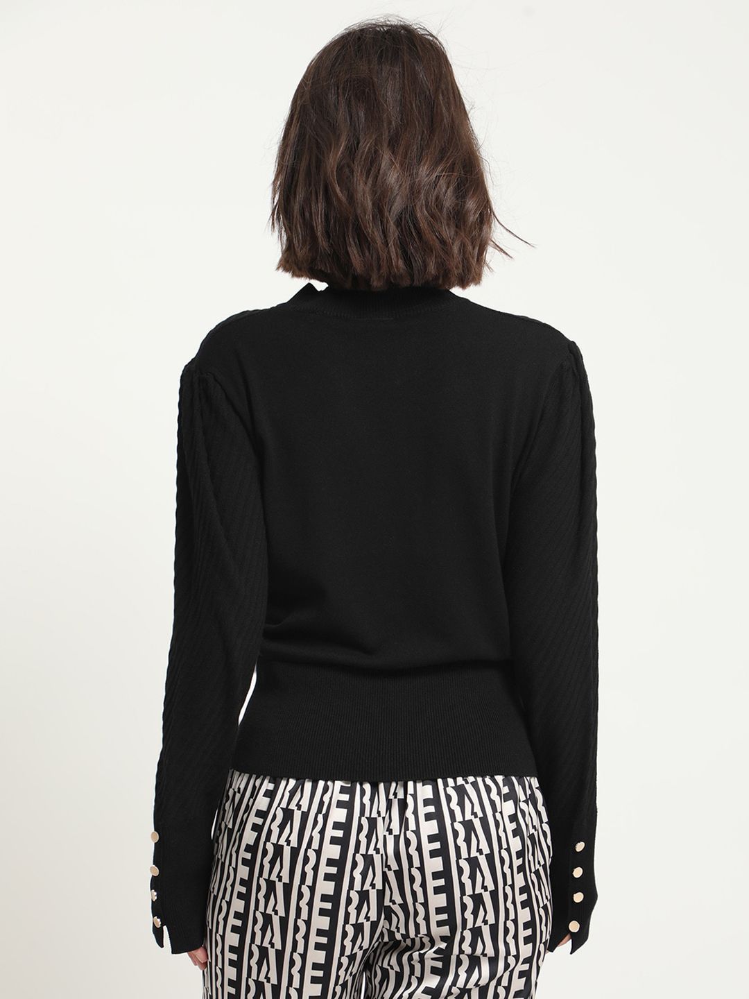 RAREISM Turtle Neck Knitted Pullover with Cuff Detail