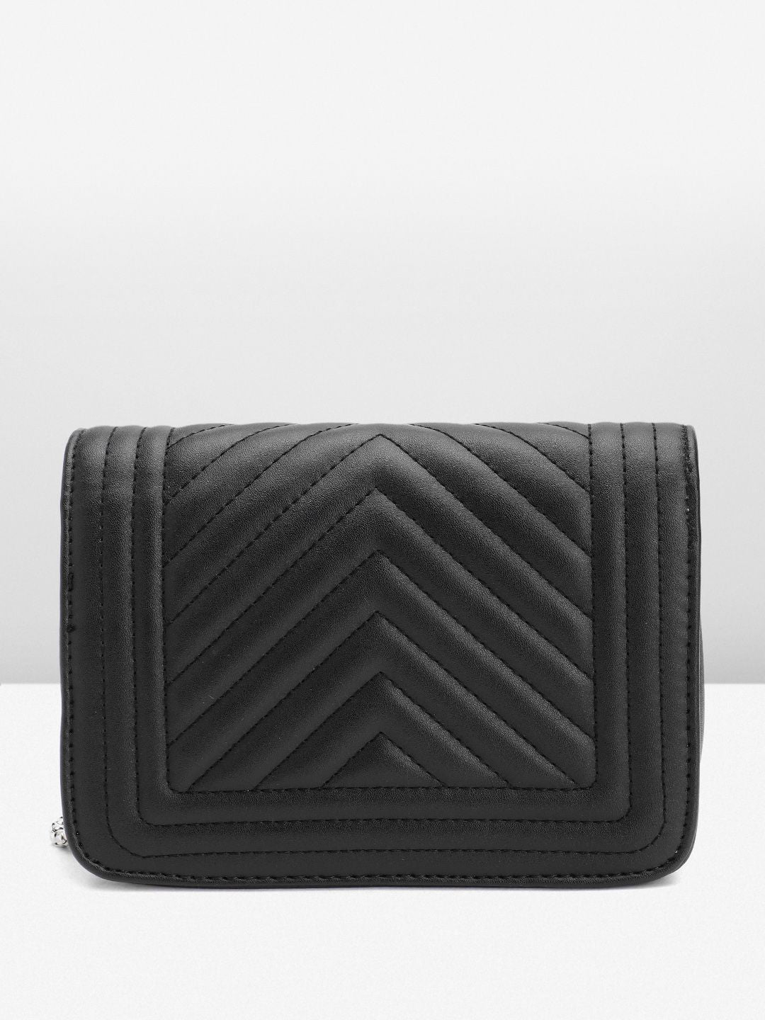 Lino Perros Geometric Textured Structured Sling Bag with Quilted Detail