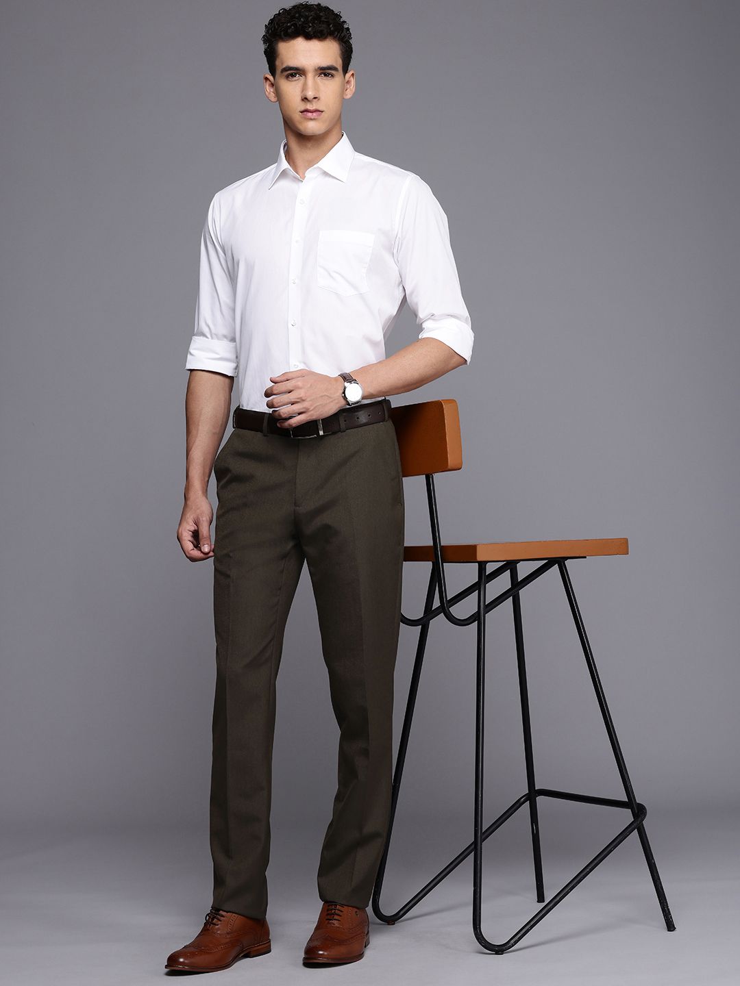 Raymond Men Textured Slim Fit Formal Trousers