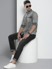The Indian Garage Co Men Grey Checked Casual Shirt