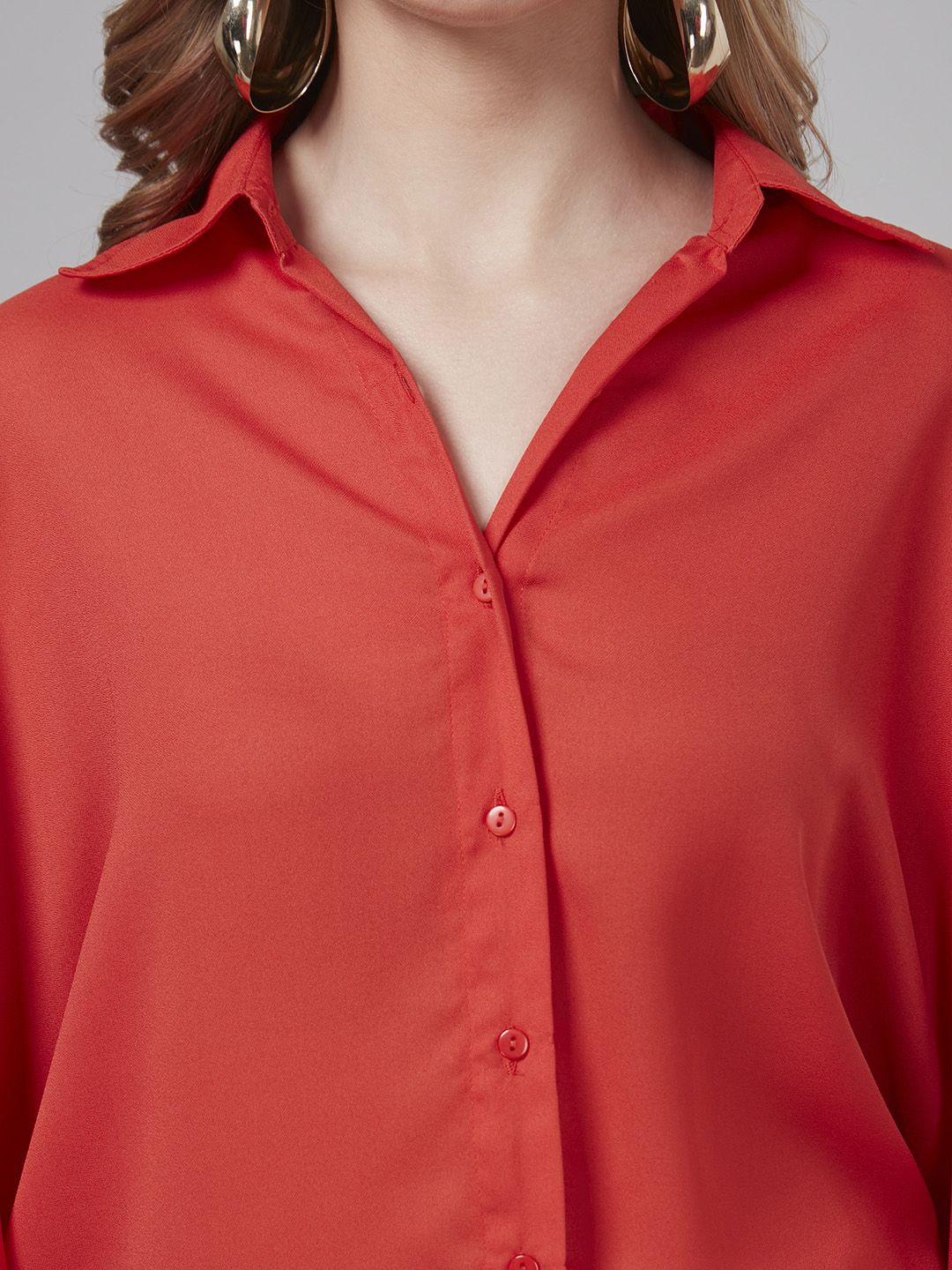 Style Quotient Women Solid Poly Crepe Oversized Casual Shirt