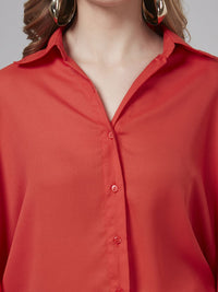 Style Quotient Women Solid Poly Crepe Oversized Casual Shirt