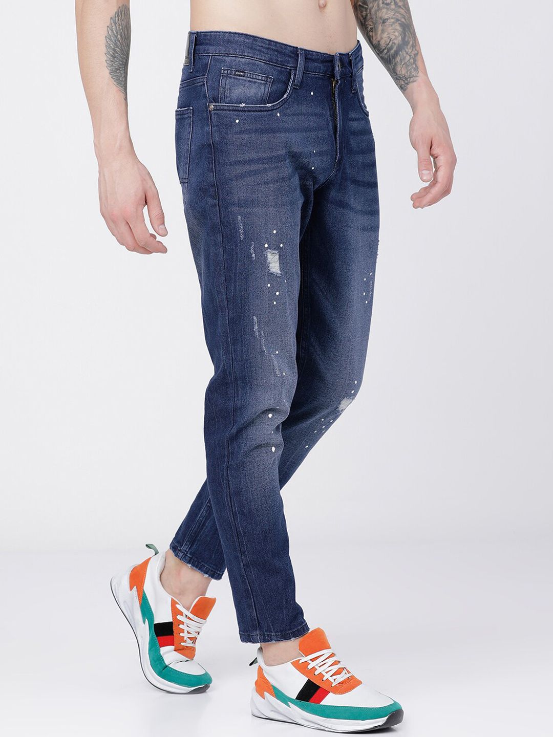 HIGHLANDER Men Blue Tapered Fit Mid-Rise Mildly Distressed Stretchable Jeans
