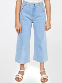 Global Desi Girls Blue Solid Culottes Trousers
