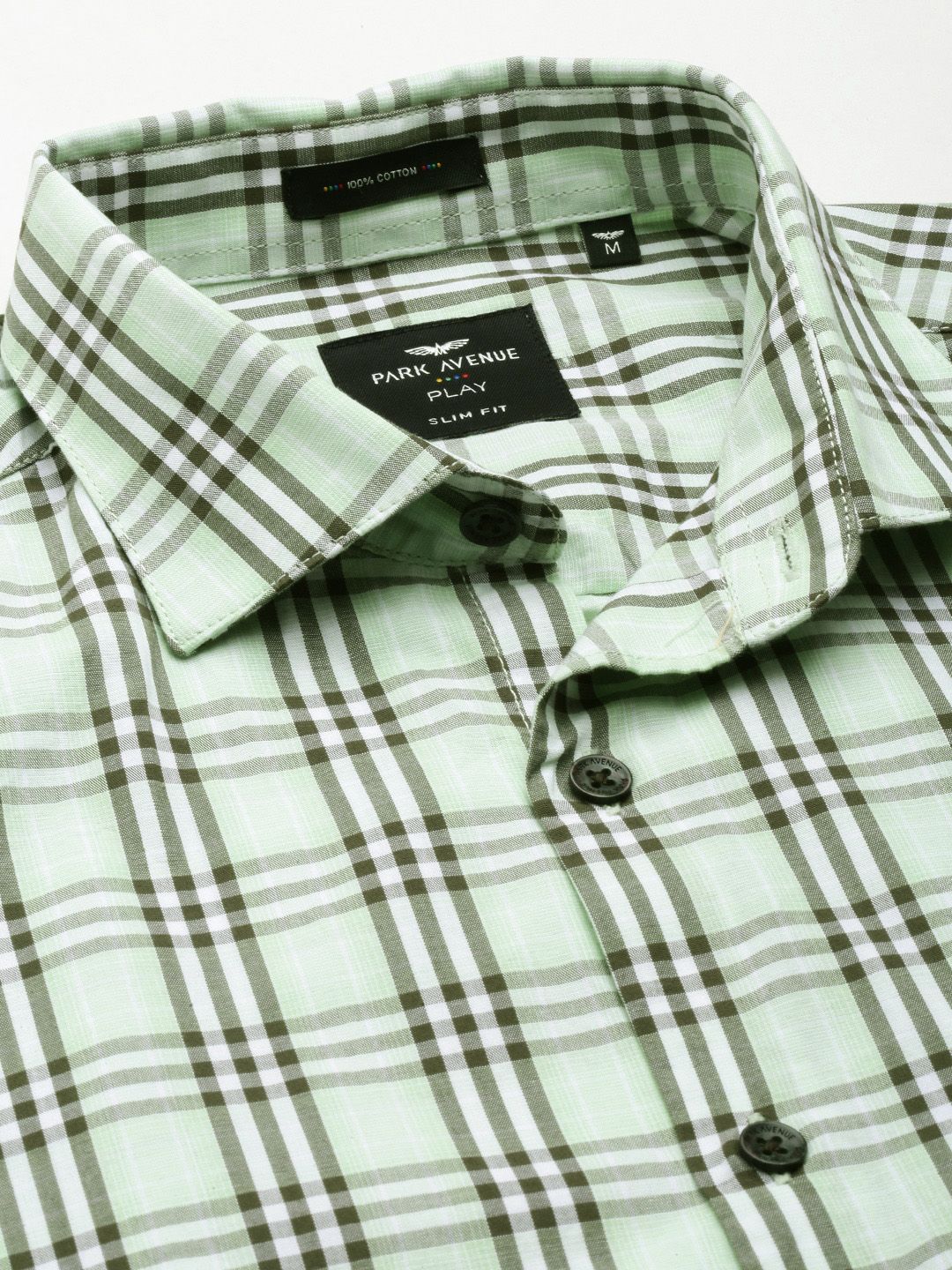 Park Avenue Men Slim Fit Tartan Checks Opaque Pure Cotton Casual Shirt