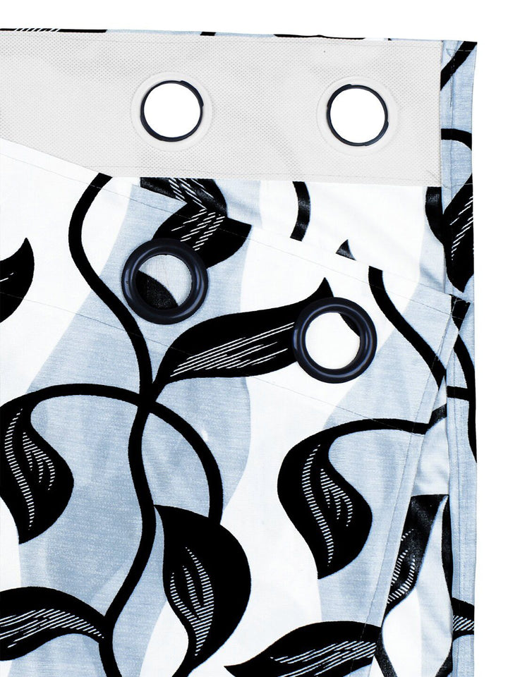 Story@home 2 Pieces White & Grey Printed Door Curtains