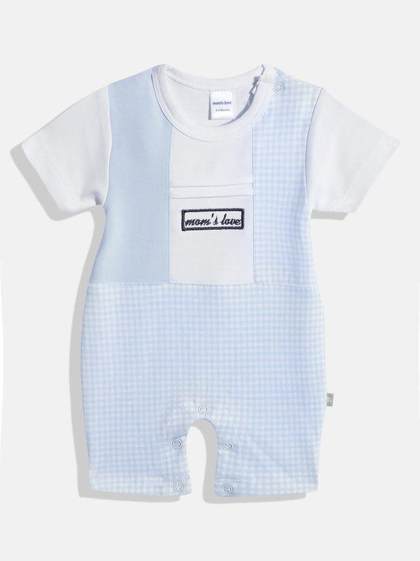 Moms Love Infant Boys Checked Pure Cotton Romper