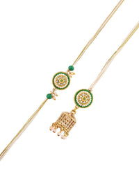 Voylla Set of 2 Pearls And Kundan Details Bhaiya Bhabhi Rakhi