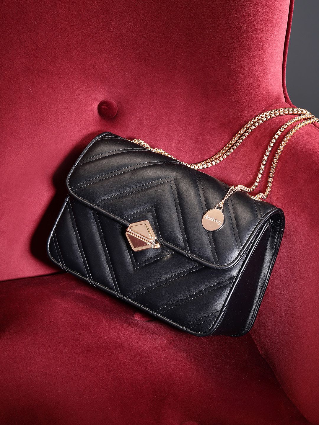 DressBerry Quilted Structured Shoulder Bag