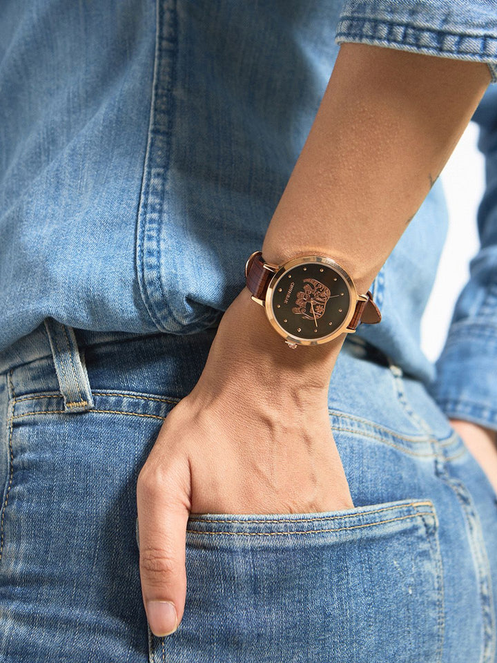 Teal oleh Chumbak Women Brown Analogue Watch dengan set gelang 8907605098703