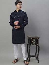 Jompers Geometric Chikankari Embroidered Kurta With Pyjamas