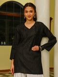 House of Chikankari Women Black Cotton Chikankari Embroidered Kurti