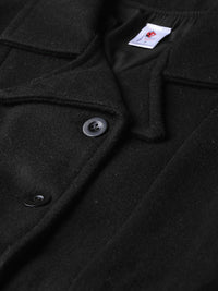 Athena Women Black Solid Overcoat