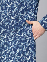 See Designs Indigo Abstract Printed Straight Pure Cotton Kurta with Pyjamas