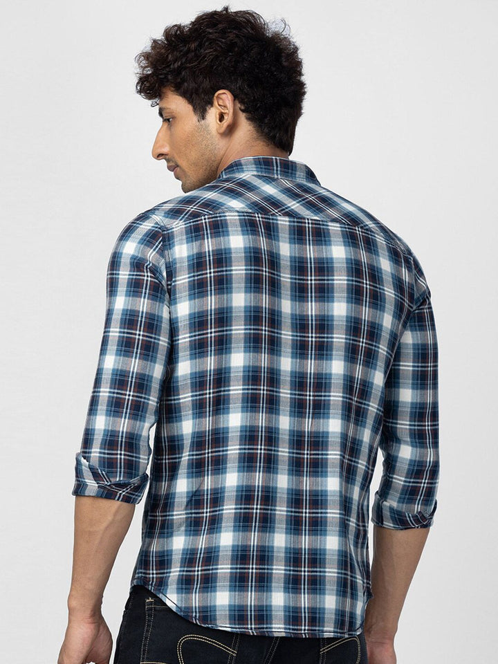 SPYKAR Men Slim Fit Tartan Checks Checked Cotton Casual Shirt