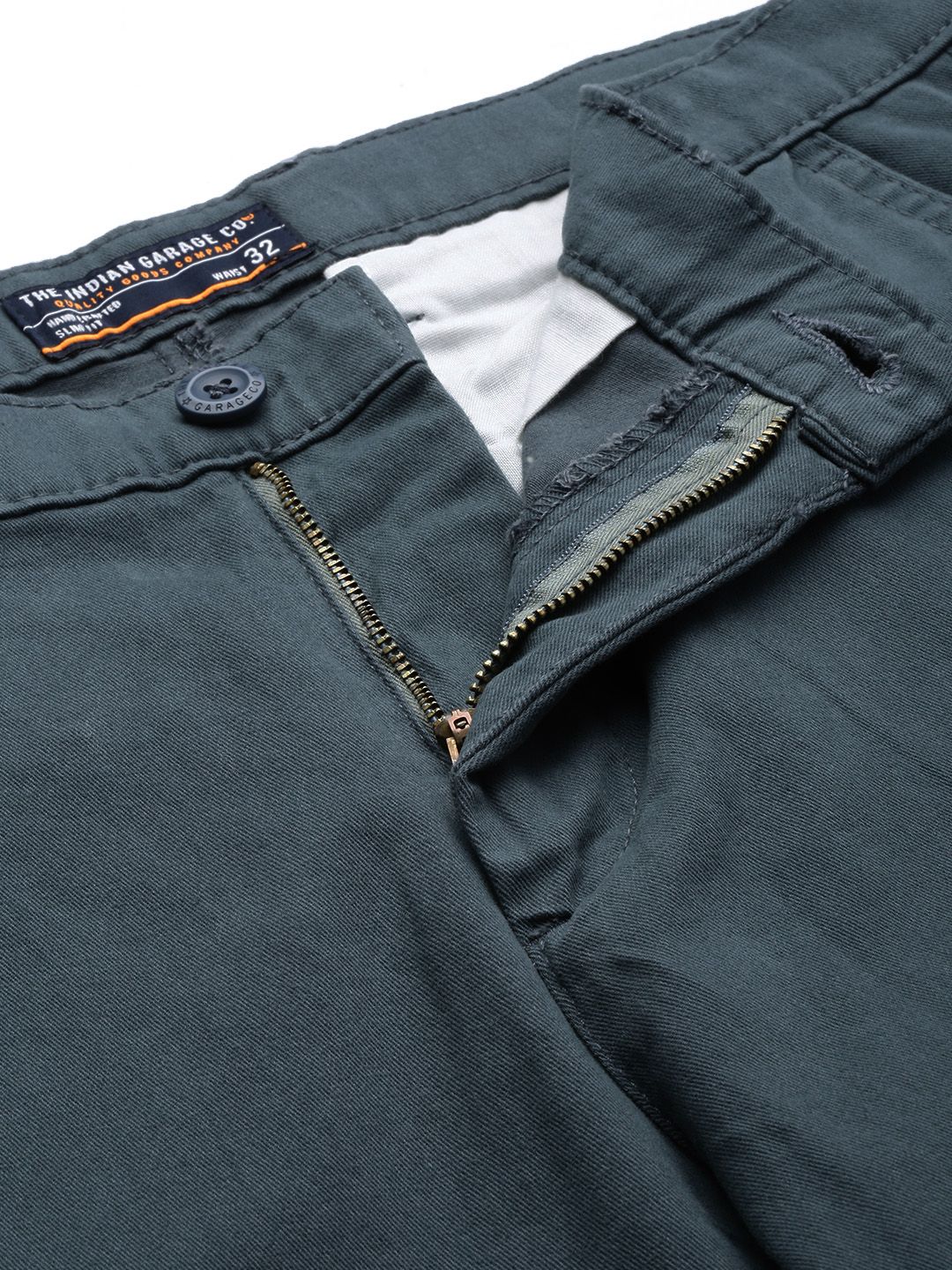 The Indian Garage Co Men Grey Slim Fit Cargos Trousers