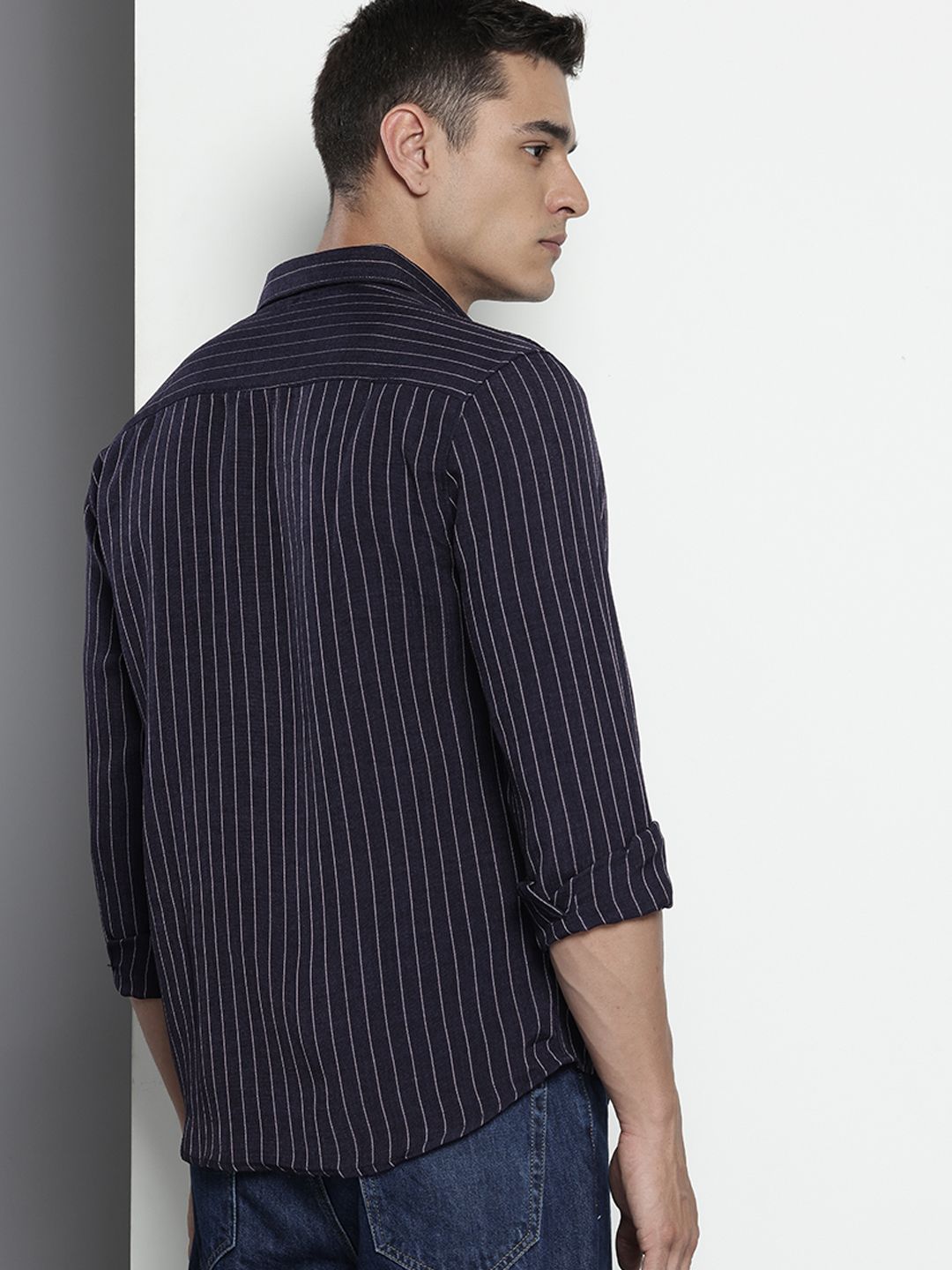 The Indian Garage Co Slim Fit Vertical Striped Casual Shirt