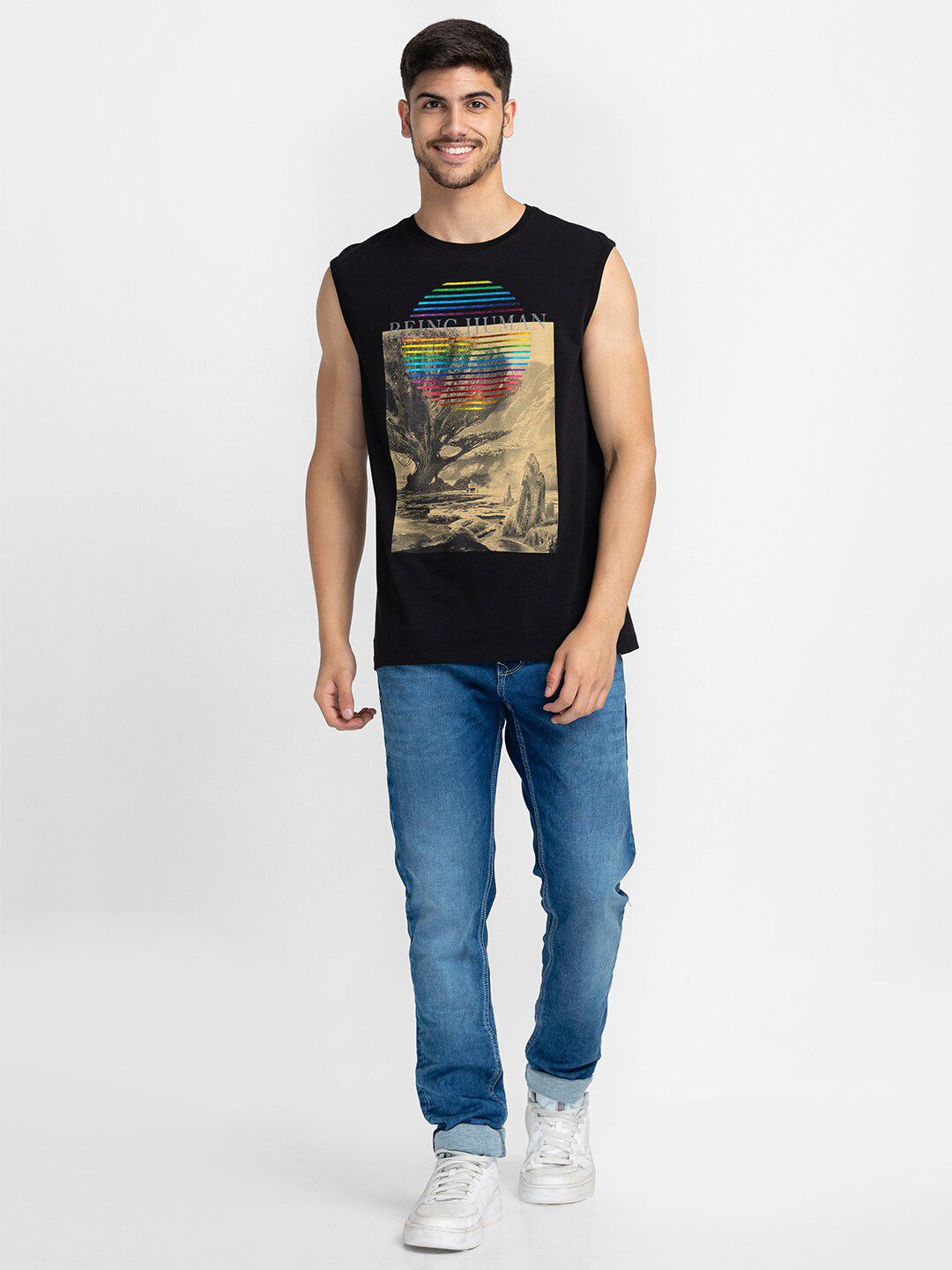 Being Human Graphic Printed Sleeveless T-shirt