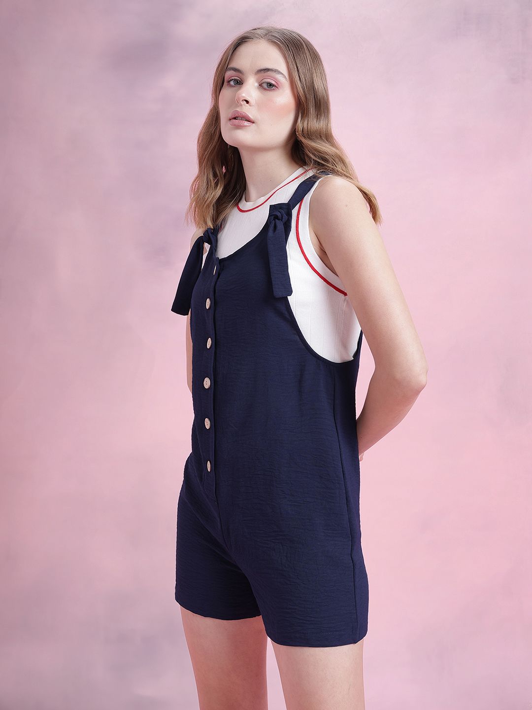 DressBerry Crinkled Tie-Up straps Jumpsuit