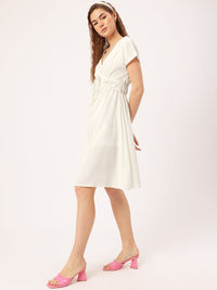 DressBerry Delicate Dream Seersucker Cinched Waist A-Line Dress