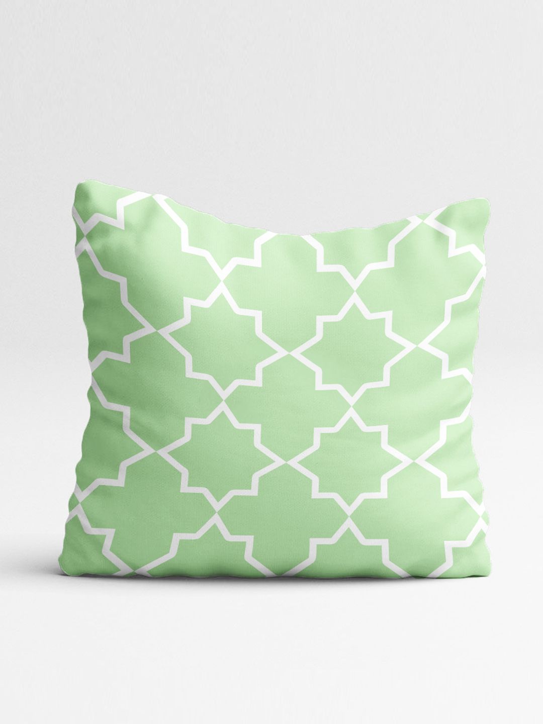 STITCHNEST Green & Navy Blue Set of 5 Geometric Square Cushion Covers