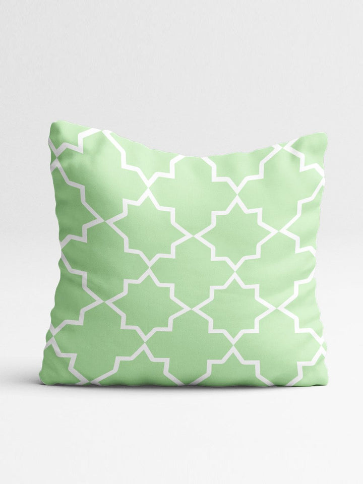 STITCHNEST Green & Navy Blue Set of 5 Geometric Square Cushion Covers