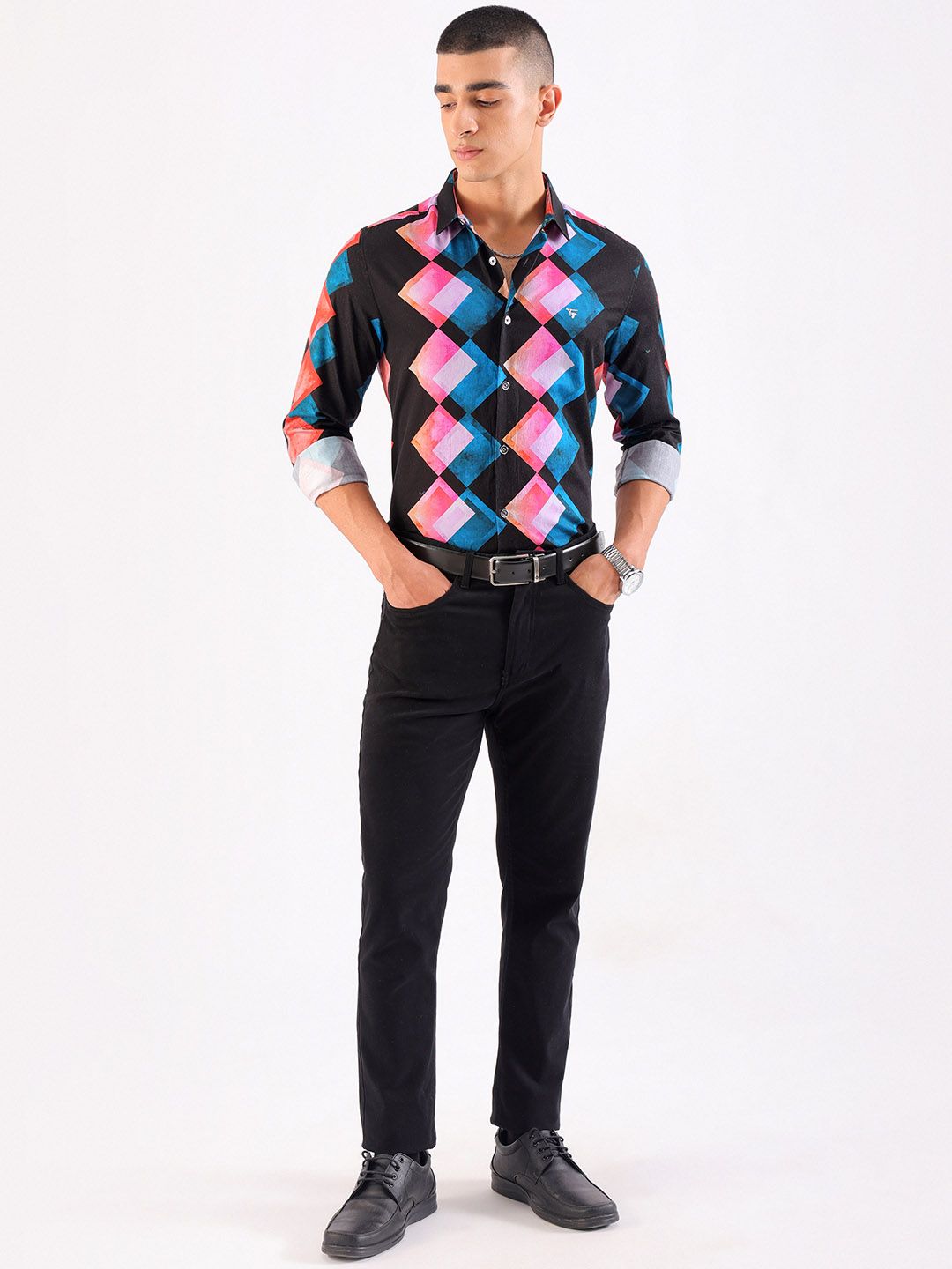 The Indian Garage Co Men Slim Fit Opaque Pure Cotton Printed Party Shirt