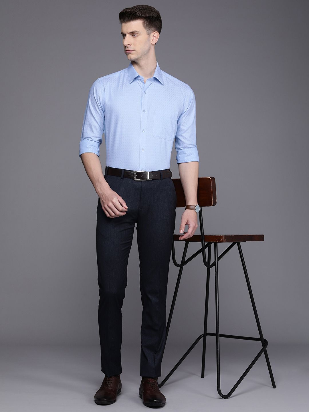 Raymond Textured Slim Fit Pure Cotton Formal Shirt