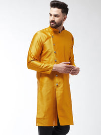 SOJANYA Kurta Lurus Tenunan Mustard Lelaki