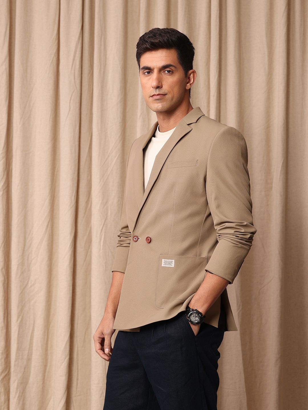 Mr Bowerbird Tailored Fit Double Breasted Casual Blazer