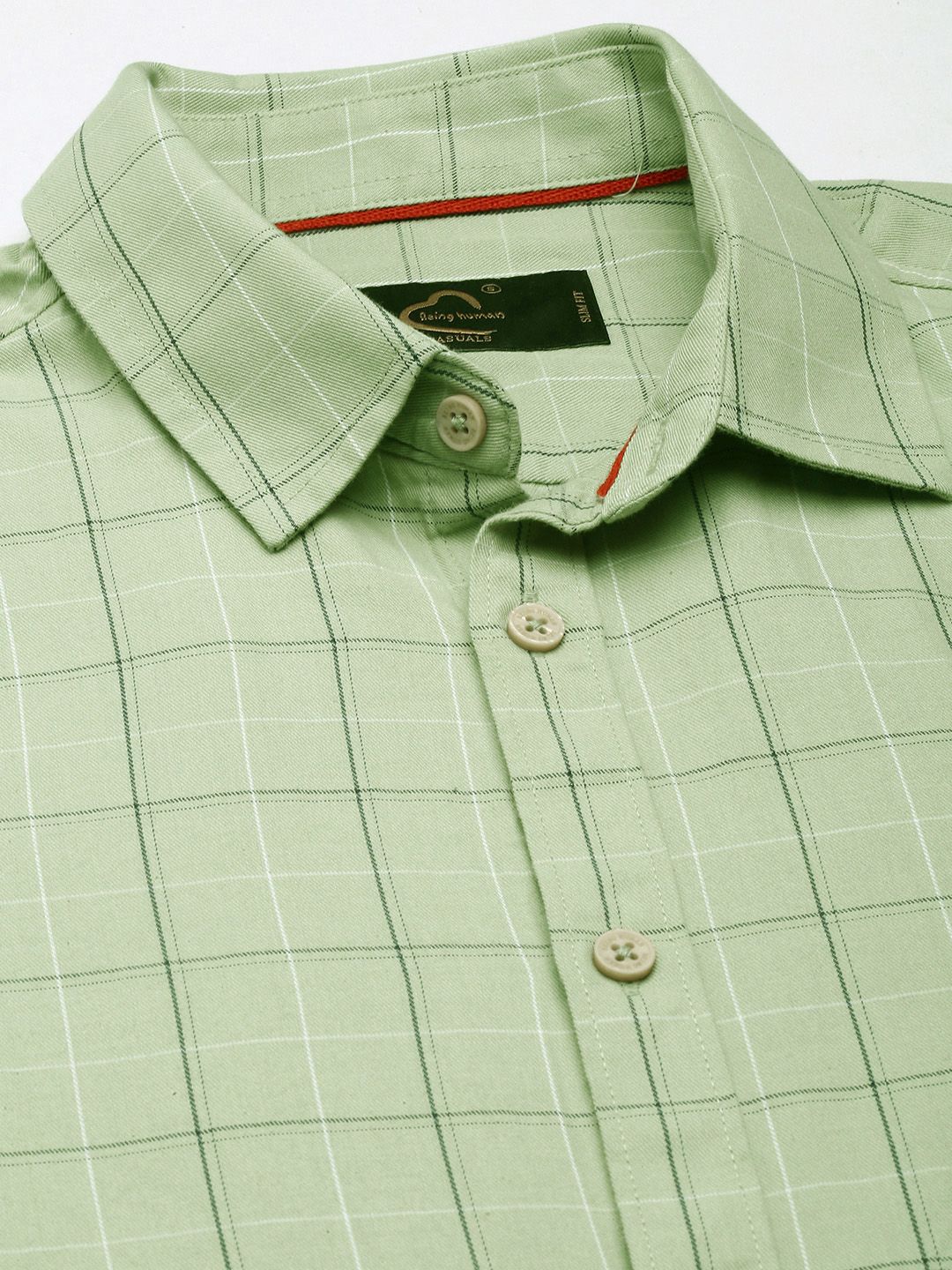 Being Human Pure Cotton Slim Fit Checked Casual Shirt